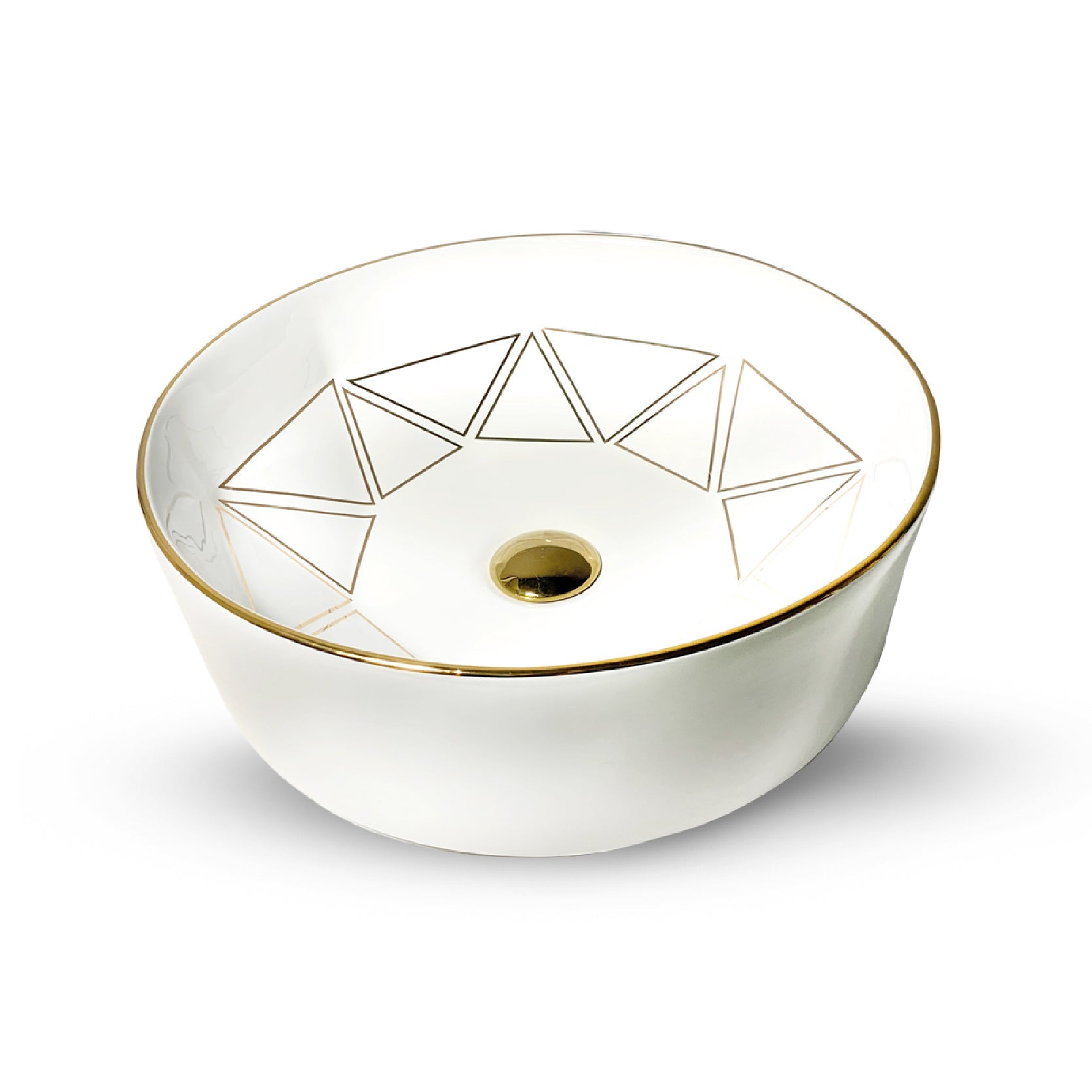 Bowl Loza (172) Mod. Circular Blanco C/Dorado 41X41X15 - Fratelli